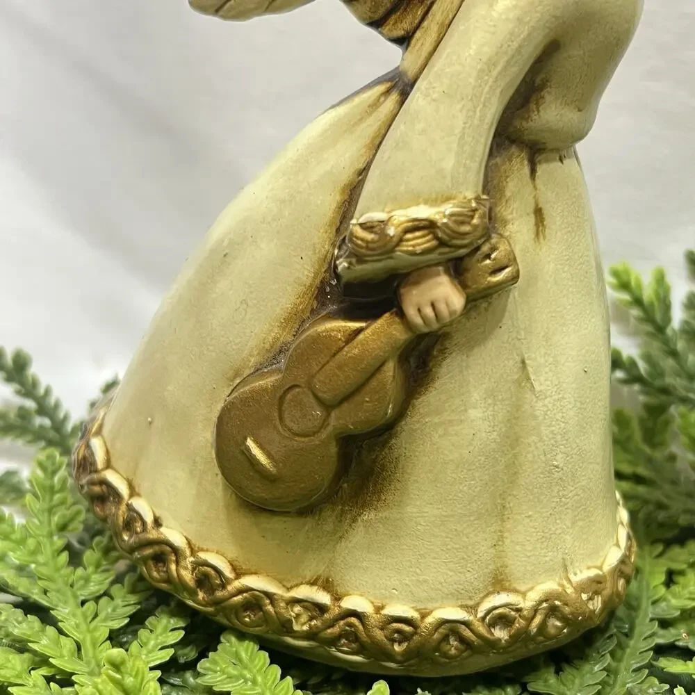Vintage Mid Century Kissing Angels Choir Musicians Violin Christmas Set of 2